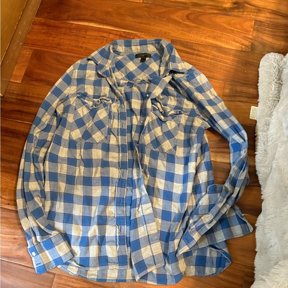 J. Crew Tops - J. Crew Blue and Gray Plaid‎ Shirt